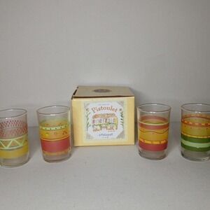 Pfaltzgraff Pistoulet Spring Juice‎ Glasses Set of 4 w/ Box